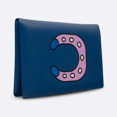 HERMES CALVI DUO CARD HOLDER BLEU FRANCE SWIFT