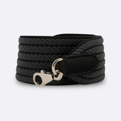 HERMES CANVAS BAG STRAP 85CM BLACK CANVAS, SWIFT