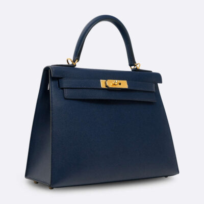 HERMES KELLY SELLIER 28 BLEU SAPPHIRE EPSOM