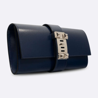 HERMES MEDOR CLUTCH LONG BLEU MARINE TADELAKT
