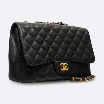 CHANEL CLASSIC HANDBAG JUMBO BLACK CAVIAR