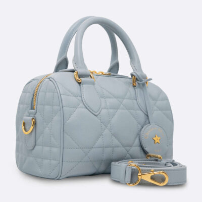 CHRISTIAN DIOR BOWLING BAG SMALL BLUE CALF