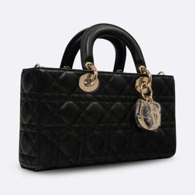 CHRISTIAN DIOR LADY D-JOY BLACK LAMBSKIN
