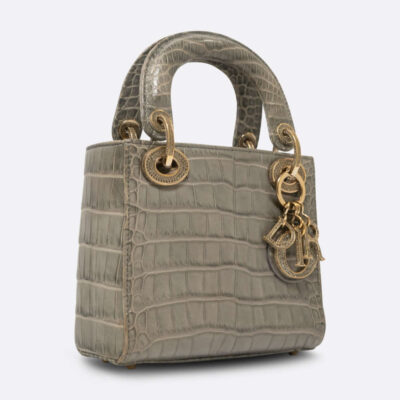 CHRISTIAN DIOR LADY DIOR MINI GRAY ALLIGATOR