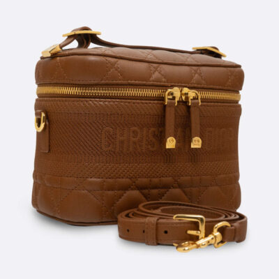 CHRISTIAN DIOR VANITY CASE SMALL BROWN LAMBSKIN