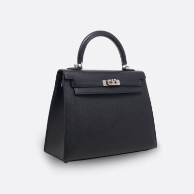 HERMES KELLY SELLIER 25 BLACK EPSOM