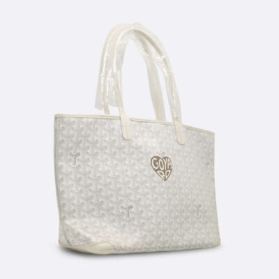 GOYARD SAINT LOUIS TOTE BAG PM WHITE COATED CANVAS