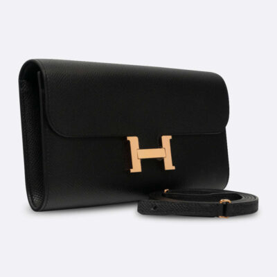 HERMES CONSTANCE TO GO WALLET LONG CLUTCH BLACK EPSOM