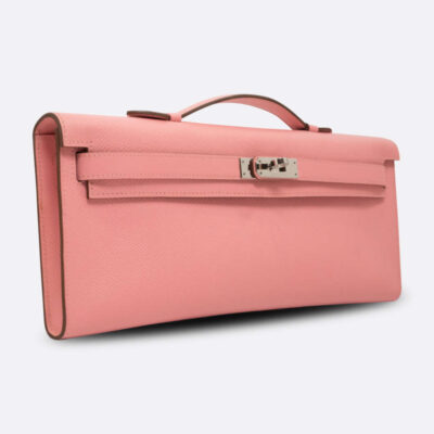 HERMES KELLY CUT LONG CLUTCH ROSE CONFETTI EPSOM
