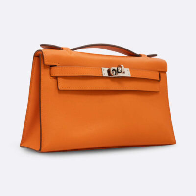 HERMES KELLY POCHETTE 22 ORANGE SWIFT