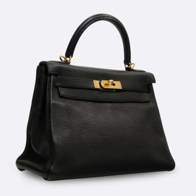 HERMES KELLY RETOURNE 28 BLACK CLEMENCE