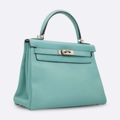 HERMES KELLY RETOURNE 28 BLEU ATOLL TOGO