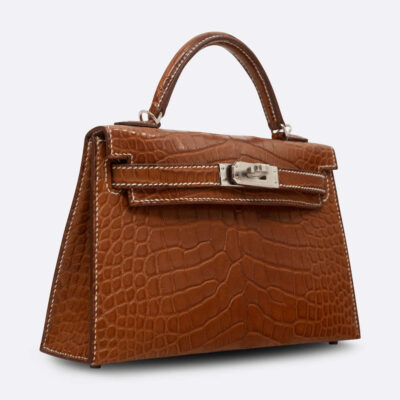 HERMES MINI KELLY MINI FAUVE MATTE ALLIGATOR