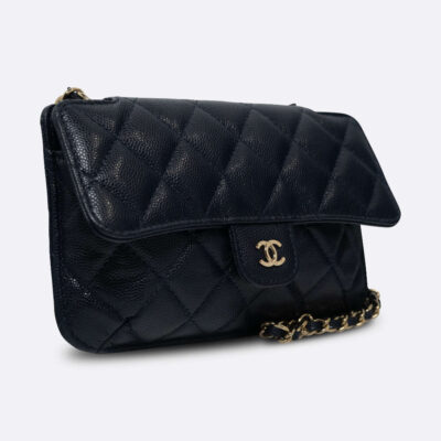 CHANEL FOLDABLE TOTE NAVY CALF, FABRIC