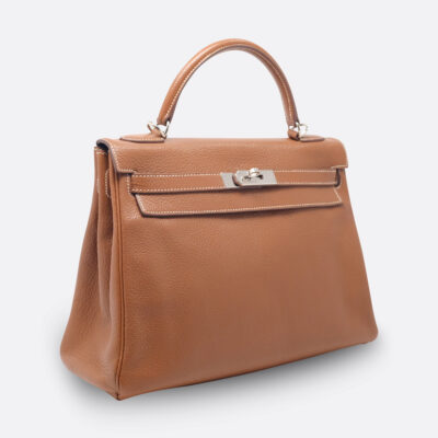 HERMES KELLY RETOURNE 32 FAUVE CHEVRE MANGALORE