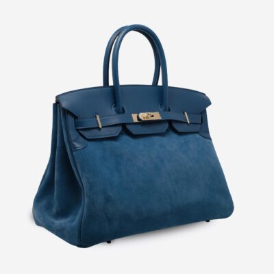 HERMES BIRKIN 35 BLEU THALASSA SUEDE, SWIFT