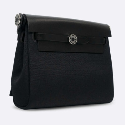 HERMES HERBAG MINI SO BLACK TOILE H/VACHE