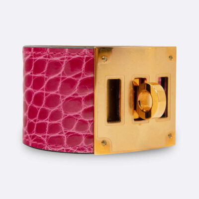 HERMES KELLY DOG BRACELET SMALL ROSE MEXICO ALLIGATOR