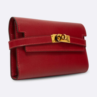 HERMES KELLY WALLET COMPACT ROUGE VIF TADELAKT