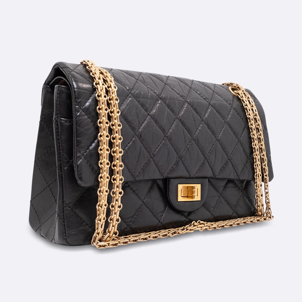 CHANEL 2.55 REISSUE 226 MEDIUM BLACK CALF