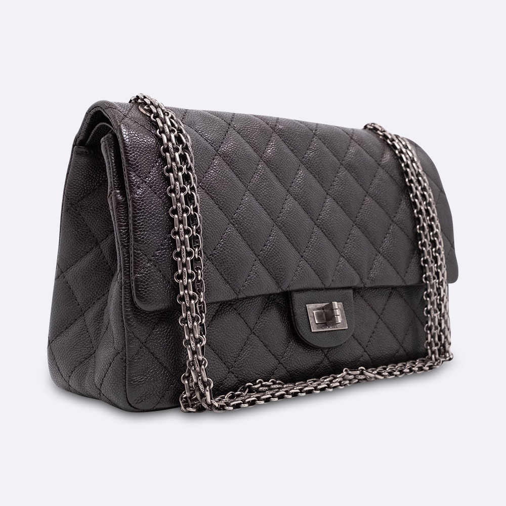 CHANEL 2.55 REISSUE 226 MEDIUM BLACK CAVIAR