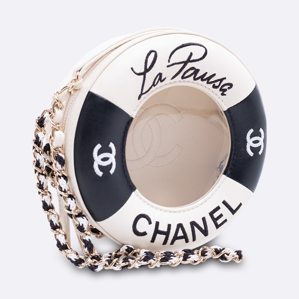 CHANEL LA PAUSA BAG SMALL BLACK, WHITE LAMBSKIN