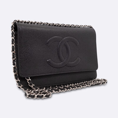 CHANEL WALLET ON CHAIN COMPACT BLACK CAVIAR