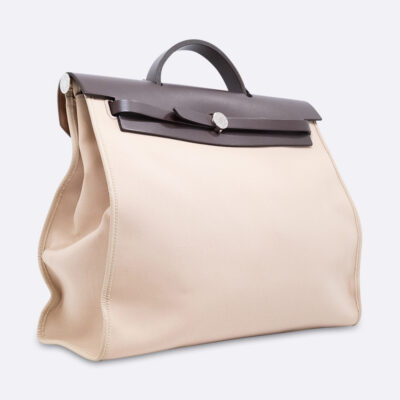 HERMES HERBAG 39 BEIGE NATURAL TOILE H/VACHE