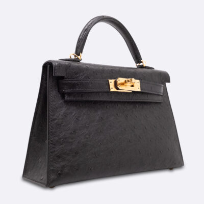 HERMES KELLY MINI 20 BLACK OSTRICH