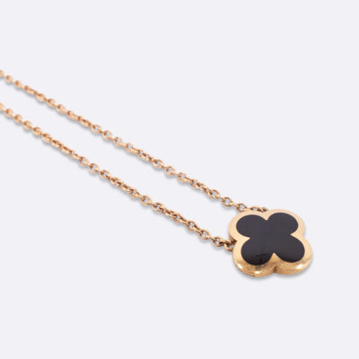 VAN CLEEF AND ARPELS PURE ALHAMBRA PENDANT NECKLACE BLACK 18K GOLD
