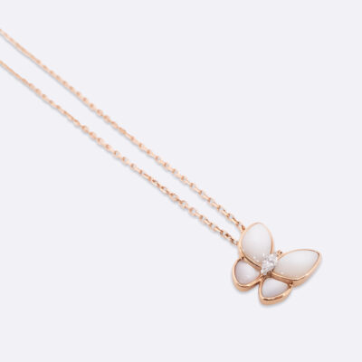 VAN CLEEF AND ARPELS TWO BUTTERFLY NECKLACE ROSE GOLD 18K ROSE GOLD