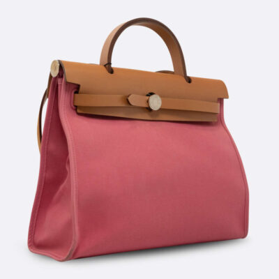 HERMES HERBAG 31 ROSE HORTENSIA TOILE H/VACHE