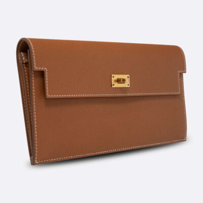 HERMES KELLY POCKET LONG CLUTCH GOLD EPSOM