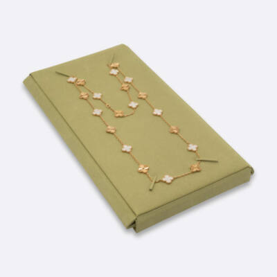 VAN CLEEF AND ARPELS VINTAGE ALHAMBRA PENDANT NECKLACE WHITE MOTHER OF PEARL