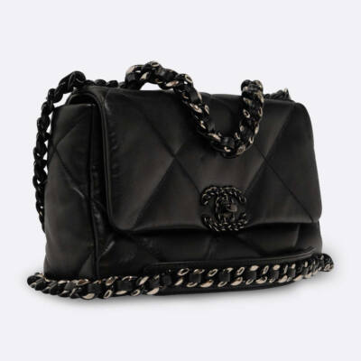 CHANEL CHANEL 19 SMALL BLACK LAMBSKIN