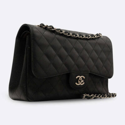 CHANEL CLASSIC HANDBAG JUMBO BLACK CAVIAR