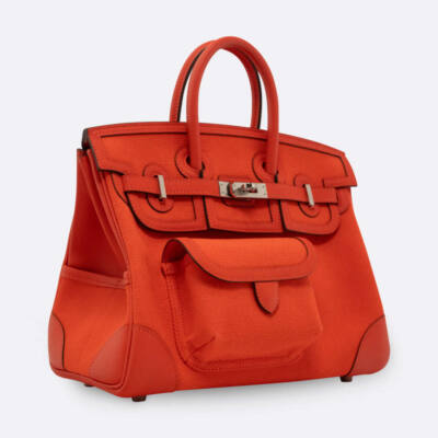 HERMES BIRKIN CARGO 25 ORANGE FIELD TOILE, SWIFT