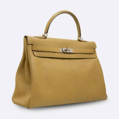 HERMES KELLY RETOURNE 35 VERT CHARTREUSE CHEVRE MYSORE