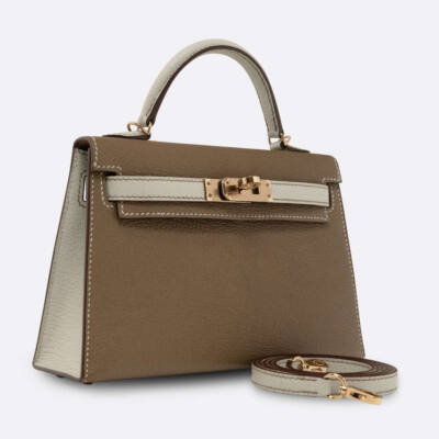 HERMES MINI KELLY MINI ETOUPE CHEVRE