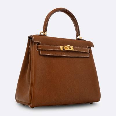 HERMES KELLY RETOURNE 25 FAUVE BARENIA FAUBOURG