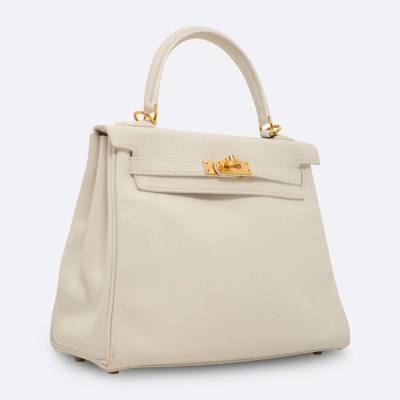 HERMES KELLY RETOURNE 25 WHITE SWIFT