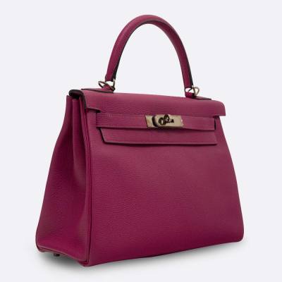 HERMES KELLY RETOURNE 28 ROSE POURPRE TOGO