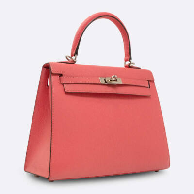 HERMES KELLY SELLIER 25 ROSE LIPSTICK CHEVRE