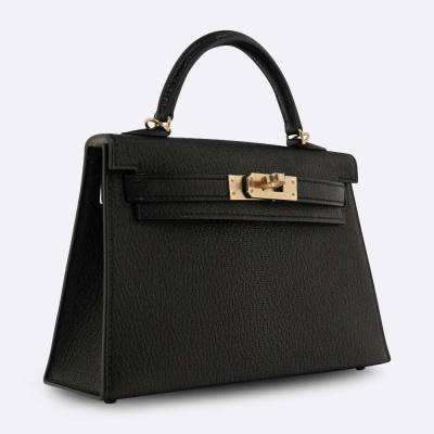 HERMES MINI KELLY 20 BLACK CHEVRE