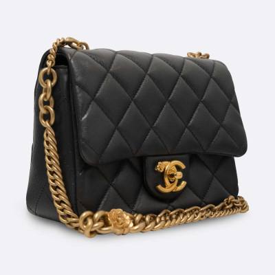 CHANEL FLAP BAG MINI GRAY LAMBSKIN