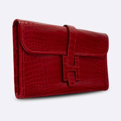 HERMES JIGE LONG CLUTCH ROUGE NILOTICUS CROCODILE
