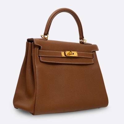 HERMES KELLY RETOURNE 28 GOLD TOGO