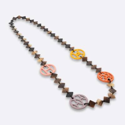 HERMES NECKLACE BROWN HORN