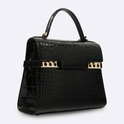 DELVAUX TEMPETE MEDIUM BLACK ALLIGATOR