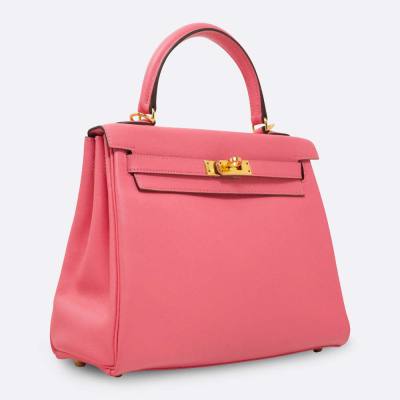 HERMES KELLY RETOURNE 25 ROSE AZALEE SWIFT